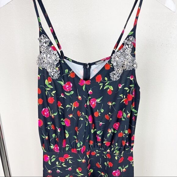 Dodo Bar Or Rhinestone Crystal Gem Jumpsuit Floral Red Pockets Wide Leg 2-4 - Picture 11 of 11